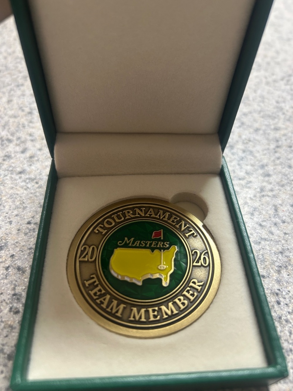 Masters Green and Gold Tournament Team Member Coin